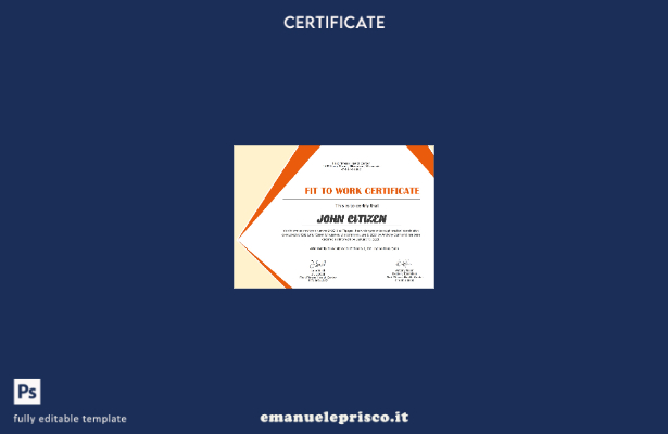 modello di certificato USA Medical Fitness in stile verificato
